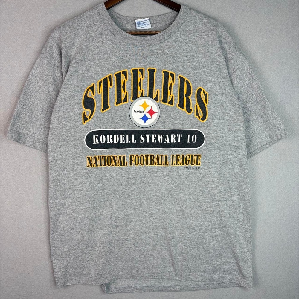 Vintage Pittsburgh Steelers Kordell Stewart 10 NFL Football Grey Tee Shirt XL